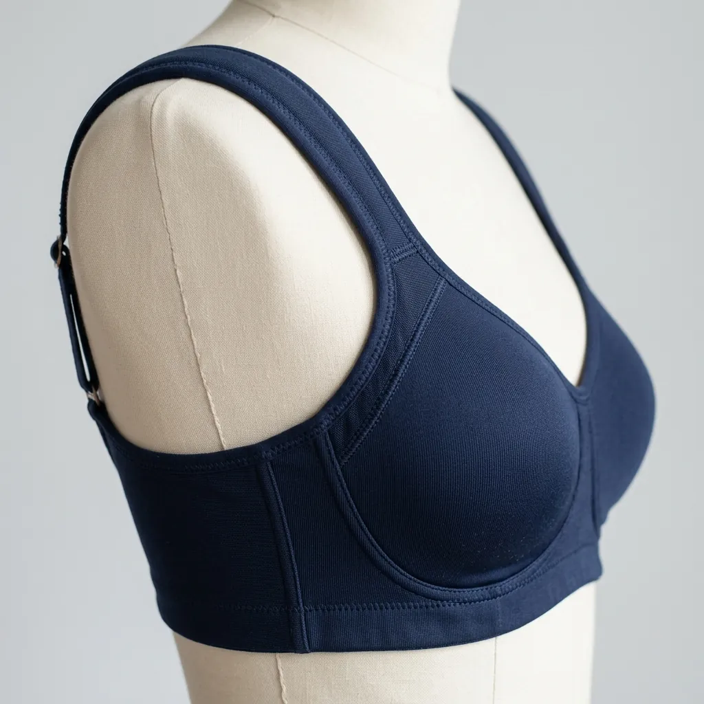 A firm bra band with wide straps